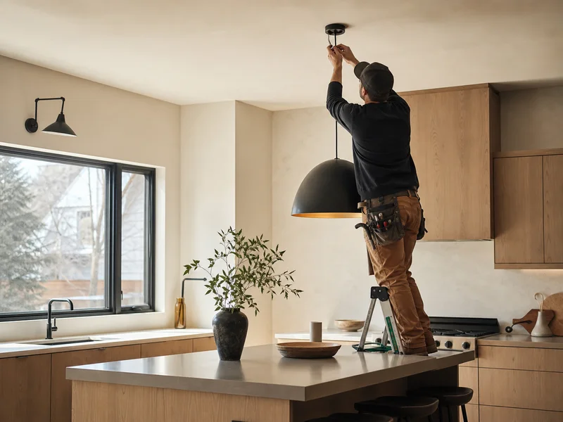 Installation d’un luminaire par un électricien à Châteauguay